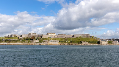 The Citadel on Plymouth Hoe and Fisher's Nose Blockhouse, which is also known as Lambhay Point Tower.