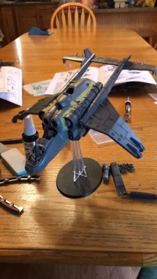 Mil M-24D 1:48 from Revell, mated with wings and tail of a Valkyrie, by a member of a Facebook w40k group