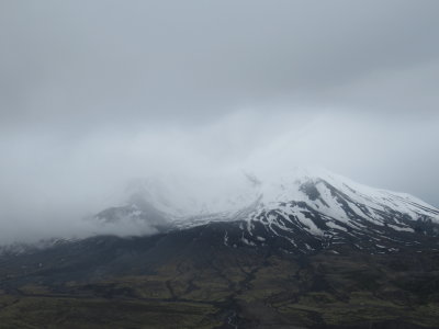 Mt. St. Helens in Snow, Fog  & Wind