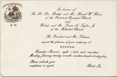 President Tubman - Dinner at the Executive Mansion - Monrovia Liberia, Jan 27 1964.jpg