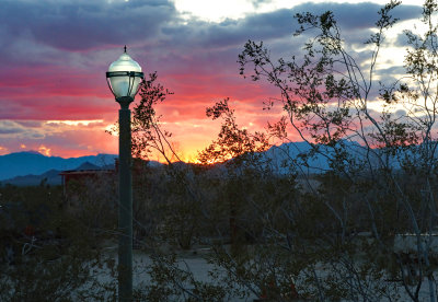 Sunset and lamp post