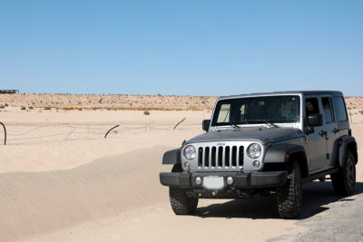 Jeep in sand