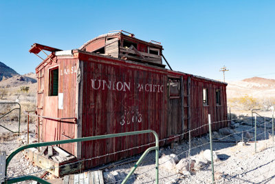 Rhyolite Union Pacific wooden caboose