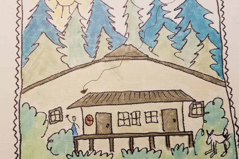 Nora's drawing of the Bluebell on her invitation