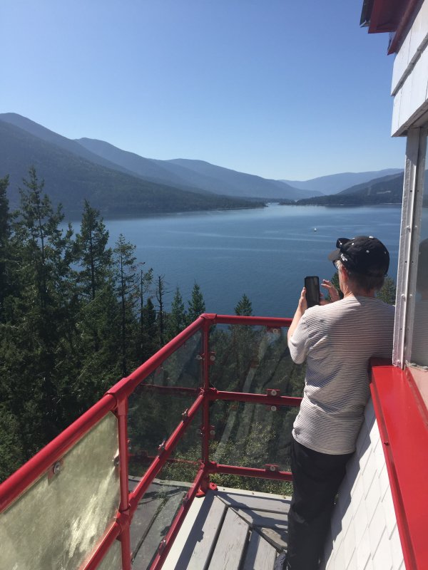 Janice on the lighthouse walkway