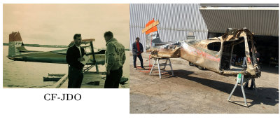 Missing for 59 years, finally found in Peter Pond Lake.   Ray Gran, left, is seen on Aug. 10, 1959, in the background is the Cessna 180 which disappeared ten days after the photo was taken.