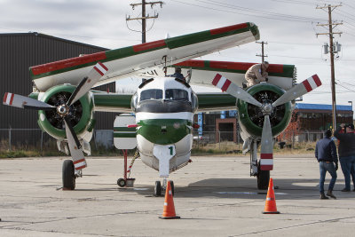 Prepping Tanker 501, a DeHavilland (not Grumman) Tracker for a run-up.