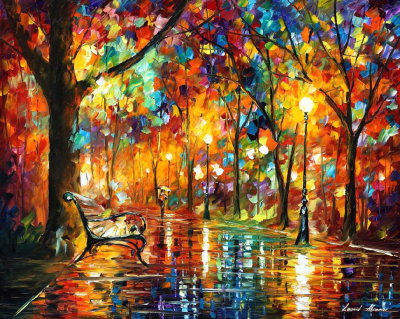 COLORFUL NIGHT  PALETTE KNIFE Oil Painting On Canvas By Leonid Afremov