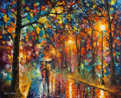 Walking in the Rain  oil painting on canvas