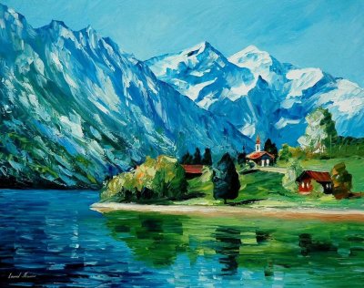 ICY MOUNTAIN PALETTE KNIFE Oil Painting On Canvas By Leonid Afremov