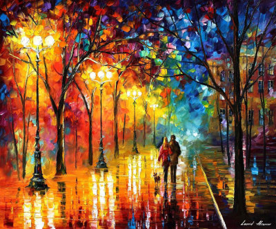 NIGHT FANTASY  PALETTE KNIFE Oil Painting On Canvas By Leonid Afremov