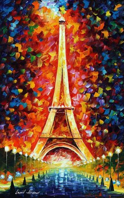 PARIS EIFFEL TOWER LIGHTED 48x72 (120cm x 180cm)  oil painting on canvas