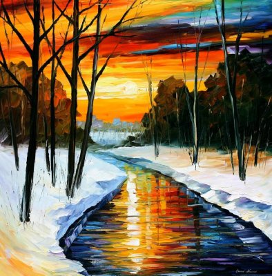 WINTER RIVER  oil painting on canvas
