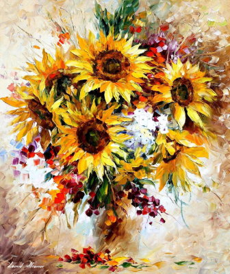 HAPPY SUNFLOWERS  oil painting on canvas