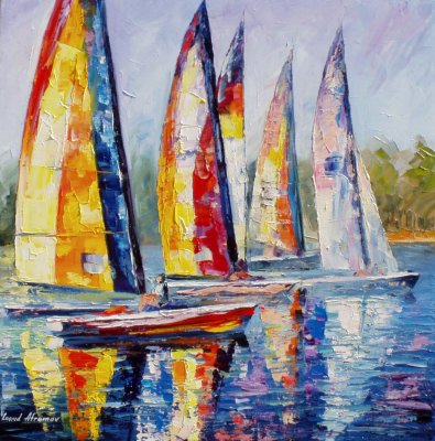Sailboat-Competition  oil painting on canvas