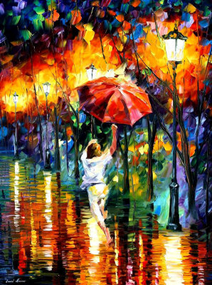 RED UMBRELLA  oil painting on canvas