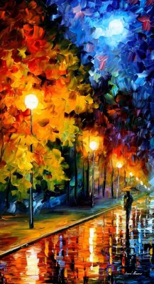 BLUE MOON LIGHT  PALETTE KNIFE Oil Painting On Canvas By Leonid Afremov
