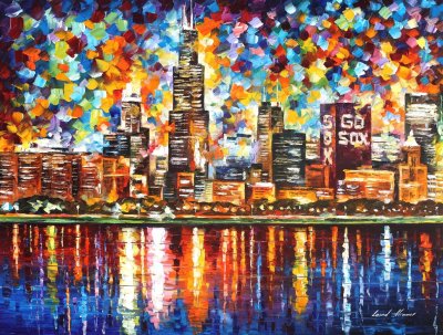 CHICAGO  PALETTE KNIFE Oil Painting On Canvas By Leonid Afremov