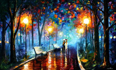 MISTY MOOD  PALETTE KNIFE Oil Painting On Canvas By Leonid Afremov