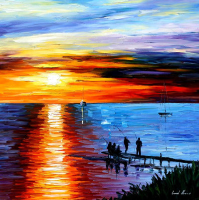 FISHING WITH FRIENDS  oil painting on canvas