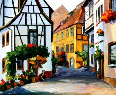 GERMANY - TOWN ON THE HILL  oil painting on canvas