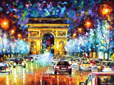 PARIS FLIGHT  PALETTE KNIFE Oil Painting On Canvas By Leonid Afremov