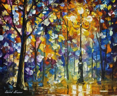 1 hour video lesson of Leonid Afremov painting a night Landscape in download form (The Light of Magic)