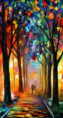 ALLEY OF THE DREAM  PALETTE KNIFE Oil Painting On Canvas By Leonid Afremov
