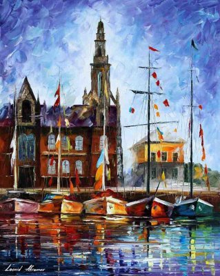 ANTWERP - BELGIUM PORT  oil painting on canvas