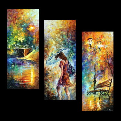 AURA OF AUTUMN SET OF 3  PALETTE KNIFE Oil Painting On Canvas By Leonid Afremov