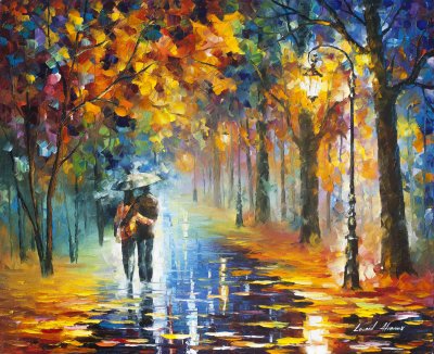 AUTUMN HUGS  PALETTE KNIFE Oil Painting On Canvas By Leonid Afremov