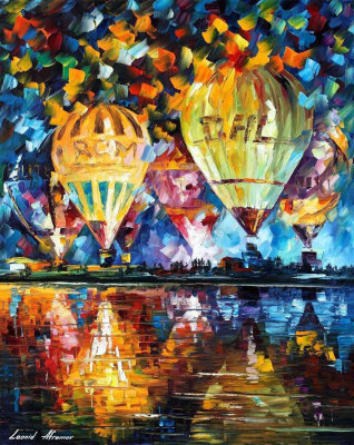 BALLOON FESTIVAL DAY  PALETTE KNIFE Oil Painting On Canvas By Leonid Afremov