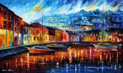 BLUE HARBOR  oil painting on canvas