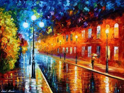 BLUE LIGHTS AT NIGHT  oil painting on canvas