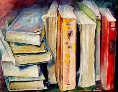 BOOKS  PALETTE KNIFE Oil Painting On Canvas By Leonid Afremov