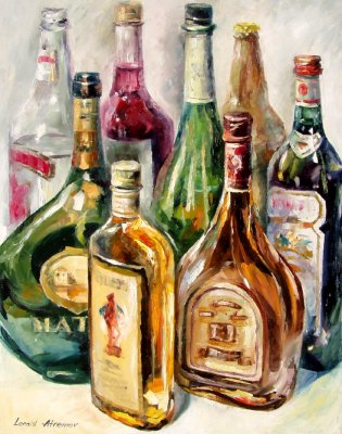BOTTLES  oil painting on canvas
