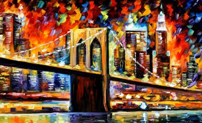 BROOKLYN BRIDGE VIEW  oil painting on canvas