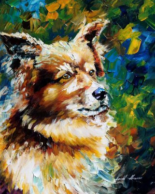 BROWN DOG  oil painting on canvas