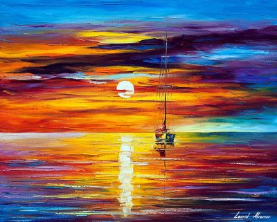 BY THE SUNSET  PALETTE KNIFE Oil Painting On Canvas By Leonid Afremov