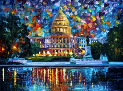 Capitol at night Washington 60x40 (150cm x 100cm)  oil painting on canvas