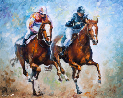 CLOSE RACE  oil painting on canvas