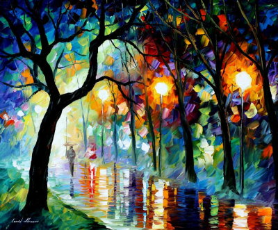 DARK NIGHT  PALETTE KNIFE Oil Painting On Canvas By Leonid Afremov