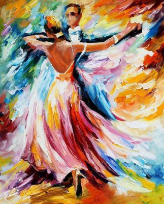 DELIGHTFUL WALTZ  PALETTE KNIFE Oil Painting On Canvas By Leonid Afremov