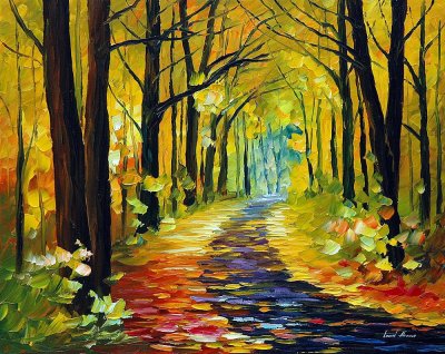 DREAMY ALLEY  PALETTE KNIFE Oil Painting On Canvas By Leonid Afremov