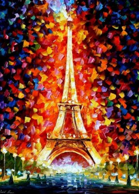 Eiffel tower lighted  oil painting on canvas