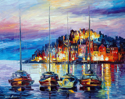EVENING HARBOR  oil painting on canvas