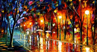 EVENING RAIN IN THE PARK  oil painting on canvas