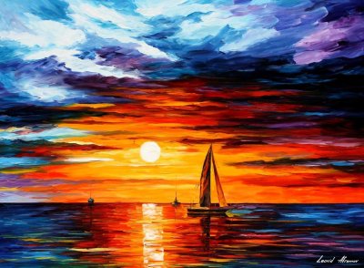 VENING TOUCH OF HORIZON  PALETTE KNIFE Oil Painting On Canvas By Leonid Afremov