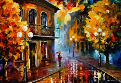 FALL RAIN AT NIGHT  oil painting on canvas
