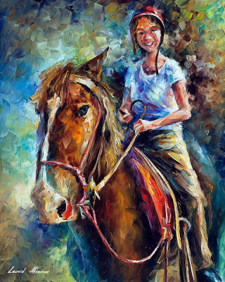 GIRL ON HORSE  oil painting on canvas